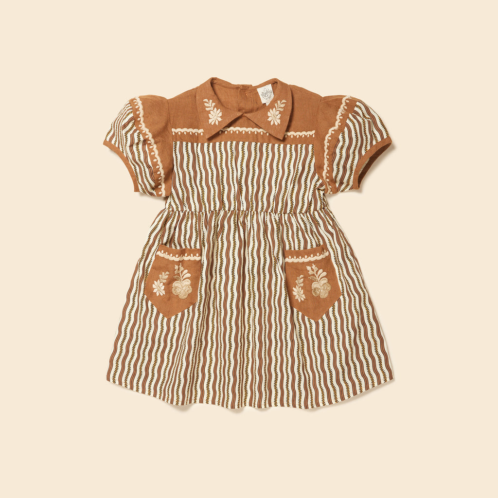 Cotton woven embroidered dress vintage inspired child. – Apolina