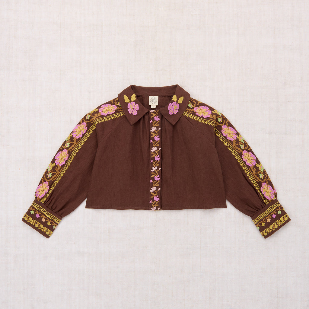 Cotton woven embroidered blouse vintage inspired child. – Apolina