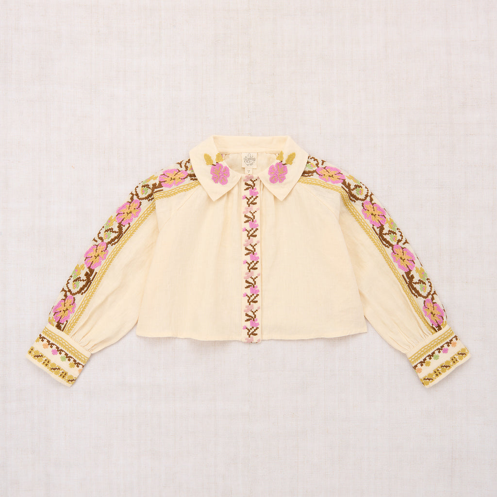 Cotton woven embroidered blouse vintage inspired child. – Apolina