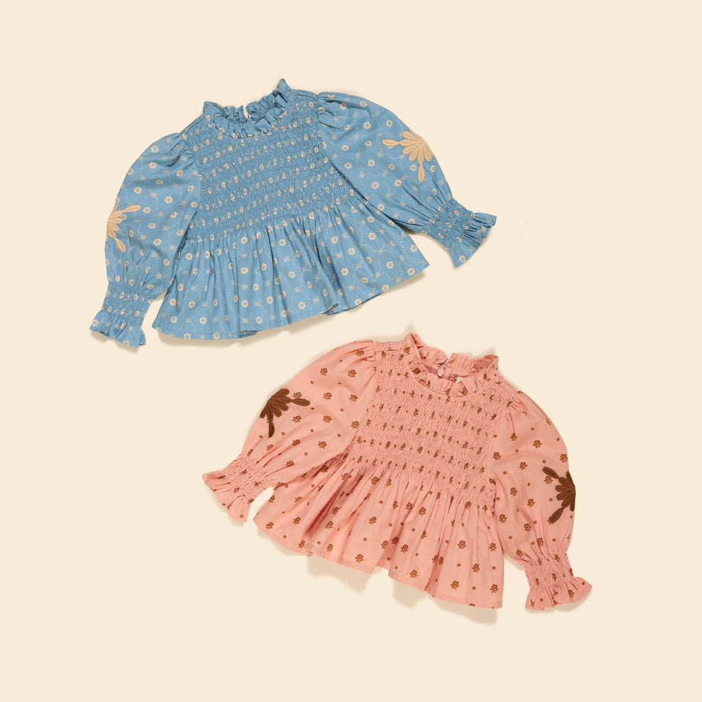 Cotton woven embroidered blouse vintage inspired child. – Apolina