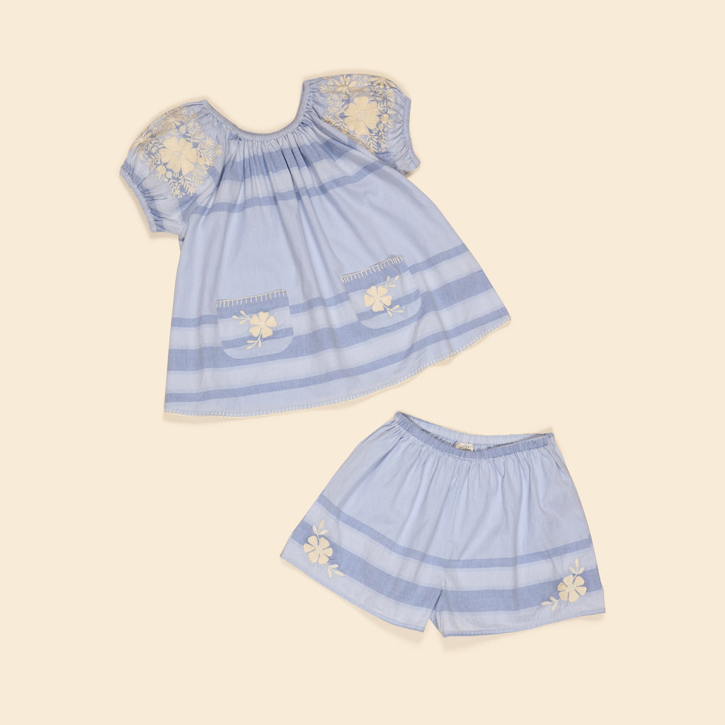 トップス Apolina Barbara Short Set - Lavender Cotton woven embroidered set vintage inspired child. – Apolina