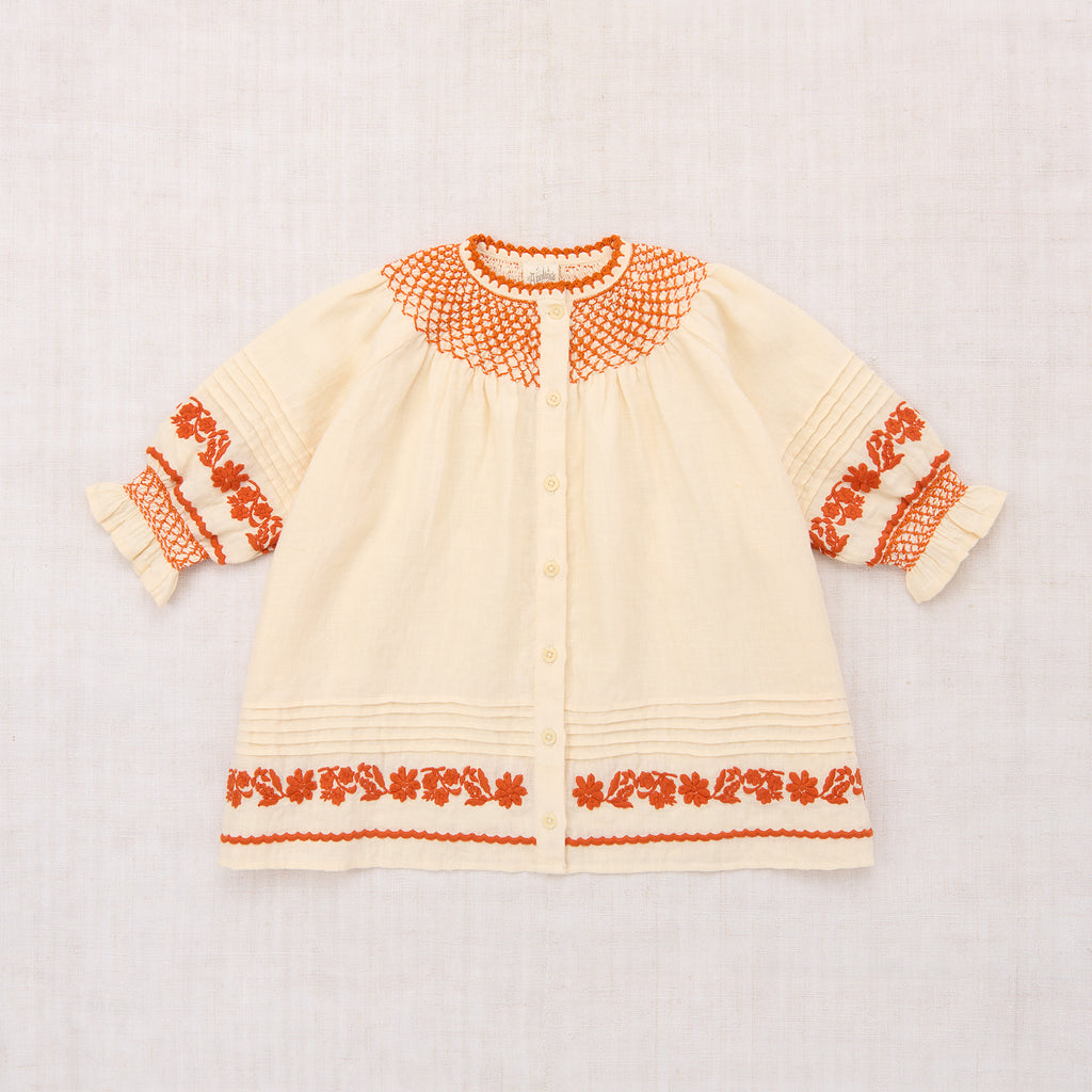 Cotton woven embroidered dress vintage inspired child. – Apolina