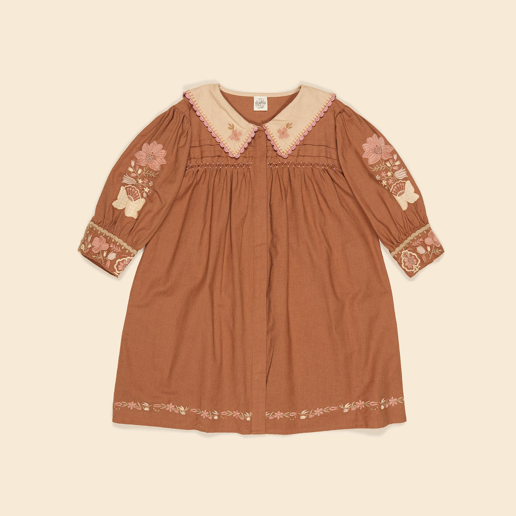 Cotton woven embroidered dress vintage inspired child. – Apolina