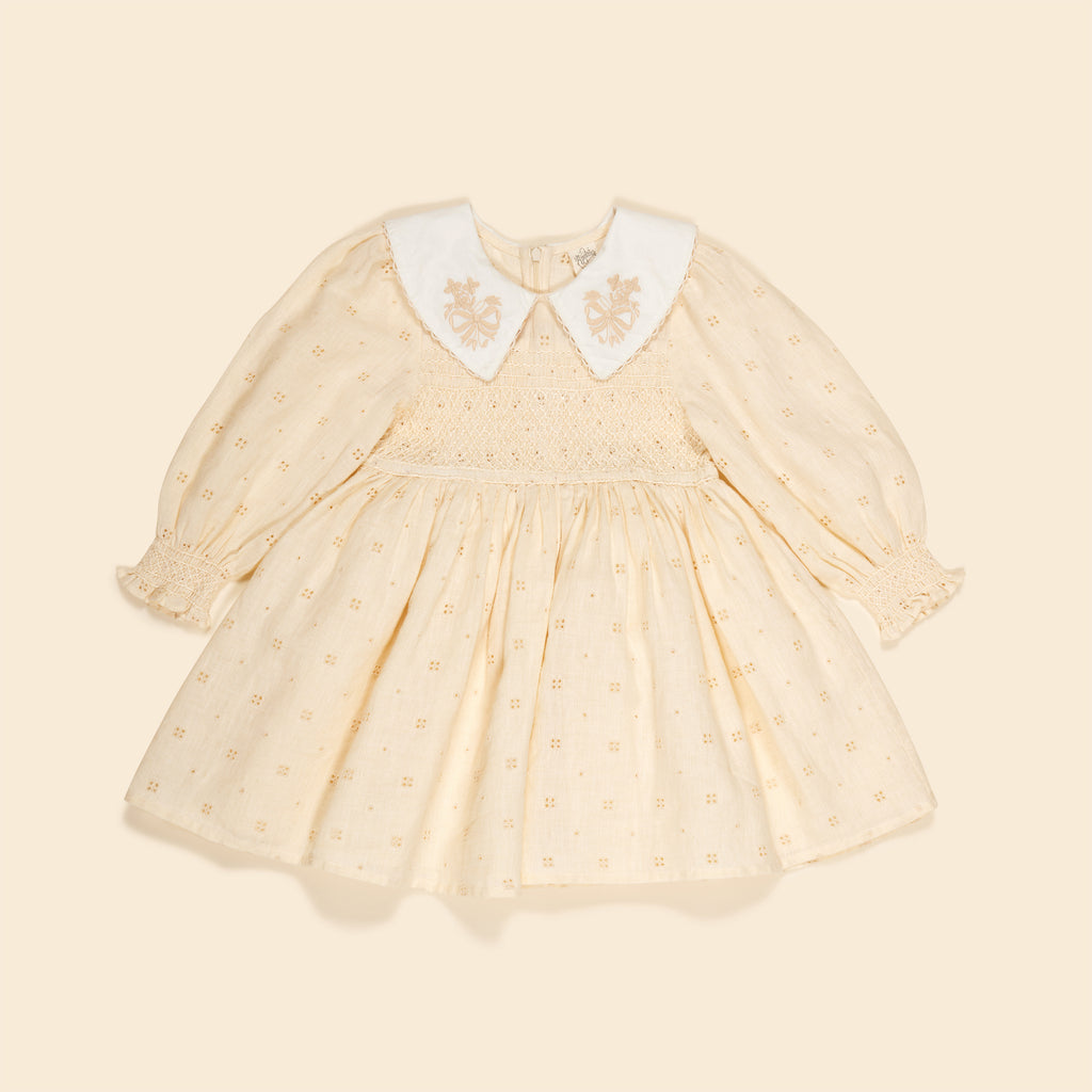 Cotton woven embroidered dress vintage inspired child. – Apolina