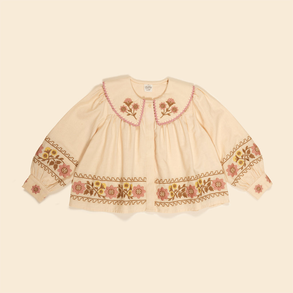 Cotton woven embroidered blouse vintage inspired child. – Apolina