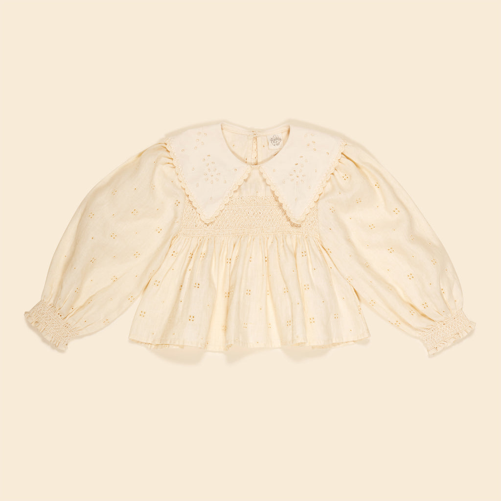 Cotton woven embroidered blouse vintage inspired child. – Apolina