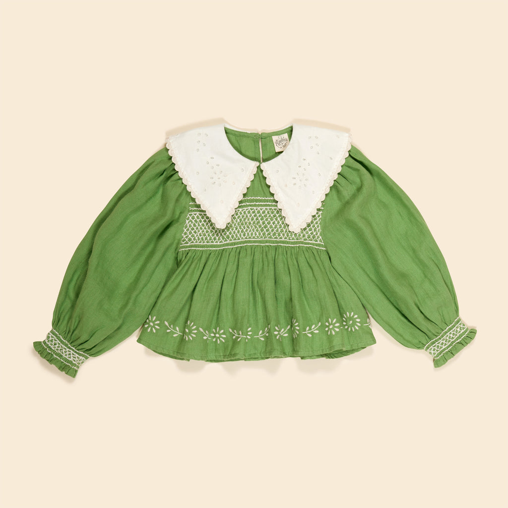 Cotton woven embroidered blouse vintage inspired child. – Apolina