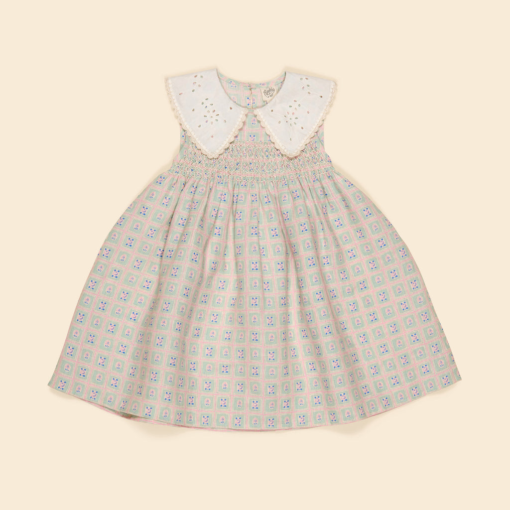 Cotton woven embroidered dress vintage inspired child. – Apolina