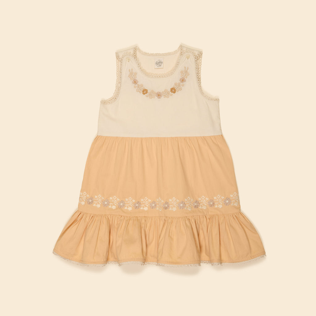 Apolina - Clarita Tiered Dress in Cream/ Peach Yogurt - Child