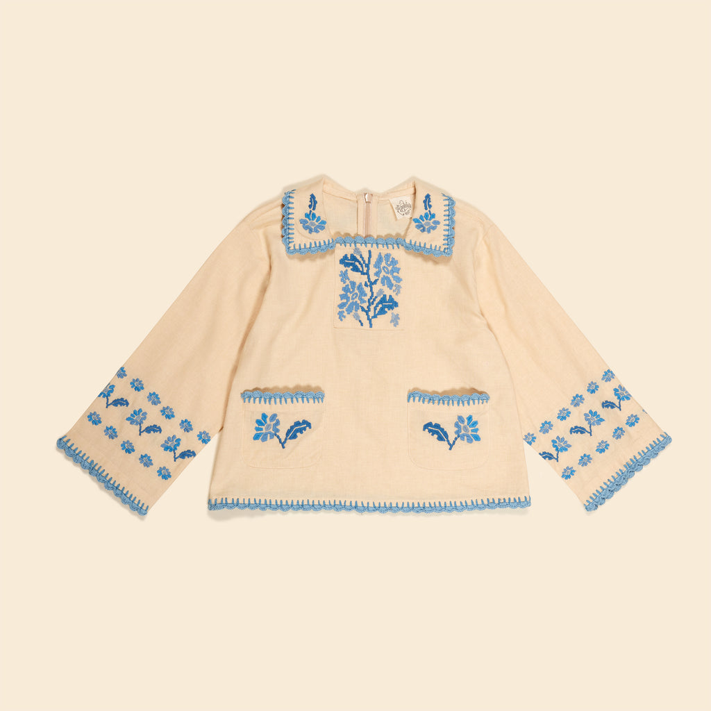 Apolina☆Dusty Blouse - Cashew☆3-5y Cotton woven embroidered blouse vintage inspired child