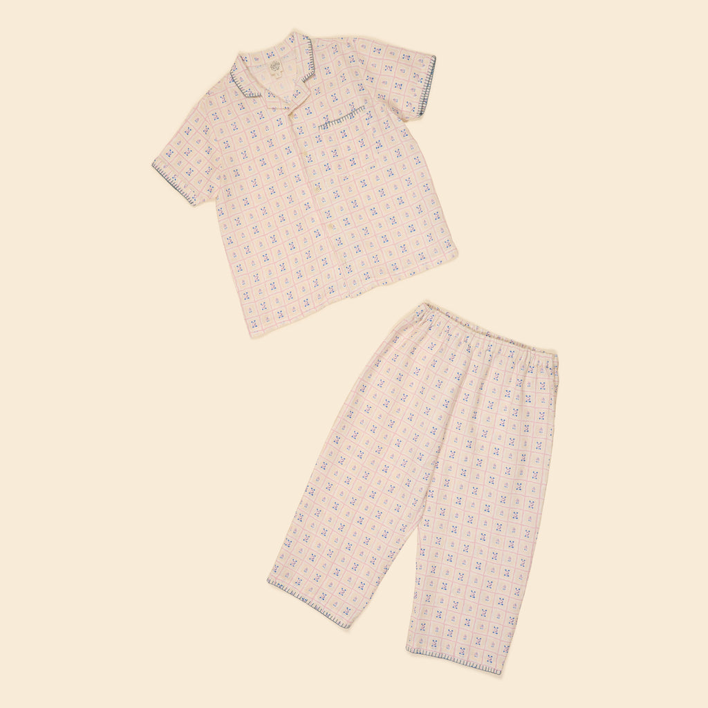 Apolina - Donny Linen Trouser Set in Rosepanel Cream - Child
