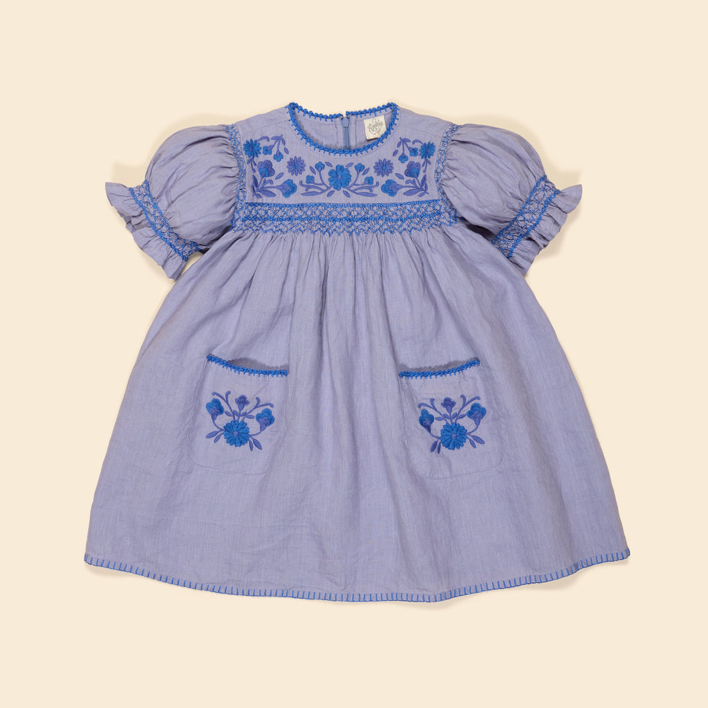 Apolina - Dora Linen Dress in Blue-lilac - Child