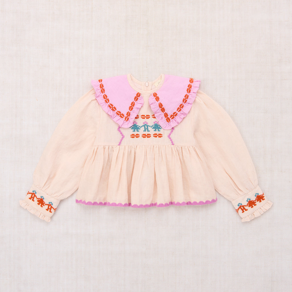 Cotton woven embroidered blouse vintage inspired child. – Apolina