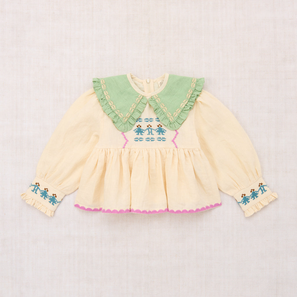 Cotton woven embroidered blouse vintage inspired child. – Apolina