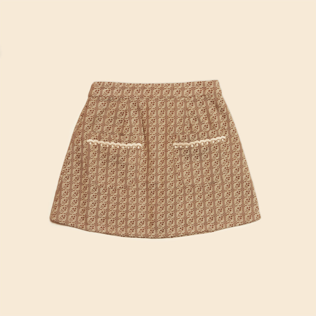 Lina Skirt - Grid Floral Jacquard