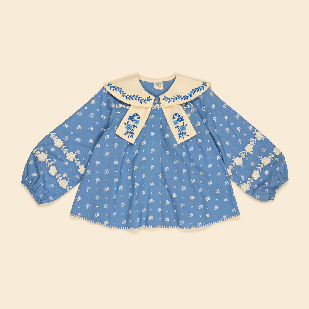 Apolina - Maggie Sailor Blouse in Mountain Calico Blue - Child