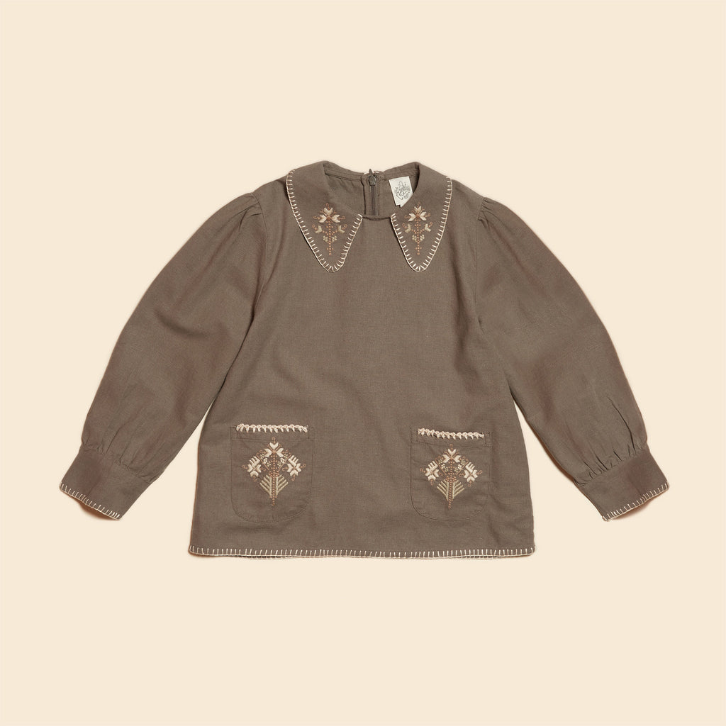 Cotton woven embroidered blouse vintage inspired child. – Apolina