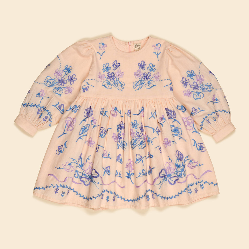 Apolina - Mura Hand Embroidered Dress in Blossom - Child