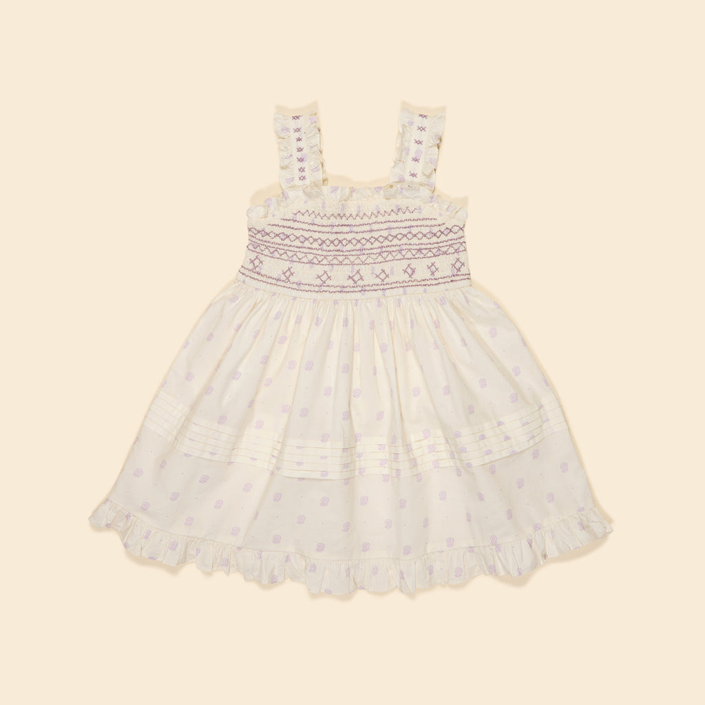 Apolina - Margarette Shirred Dress in Studio Calico Cream - Child