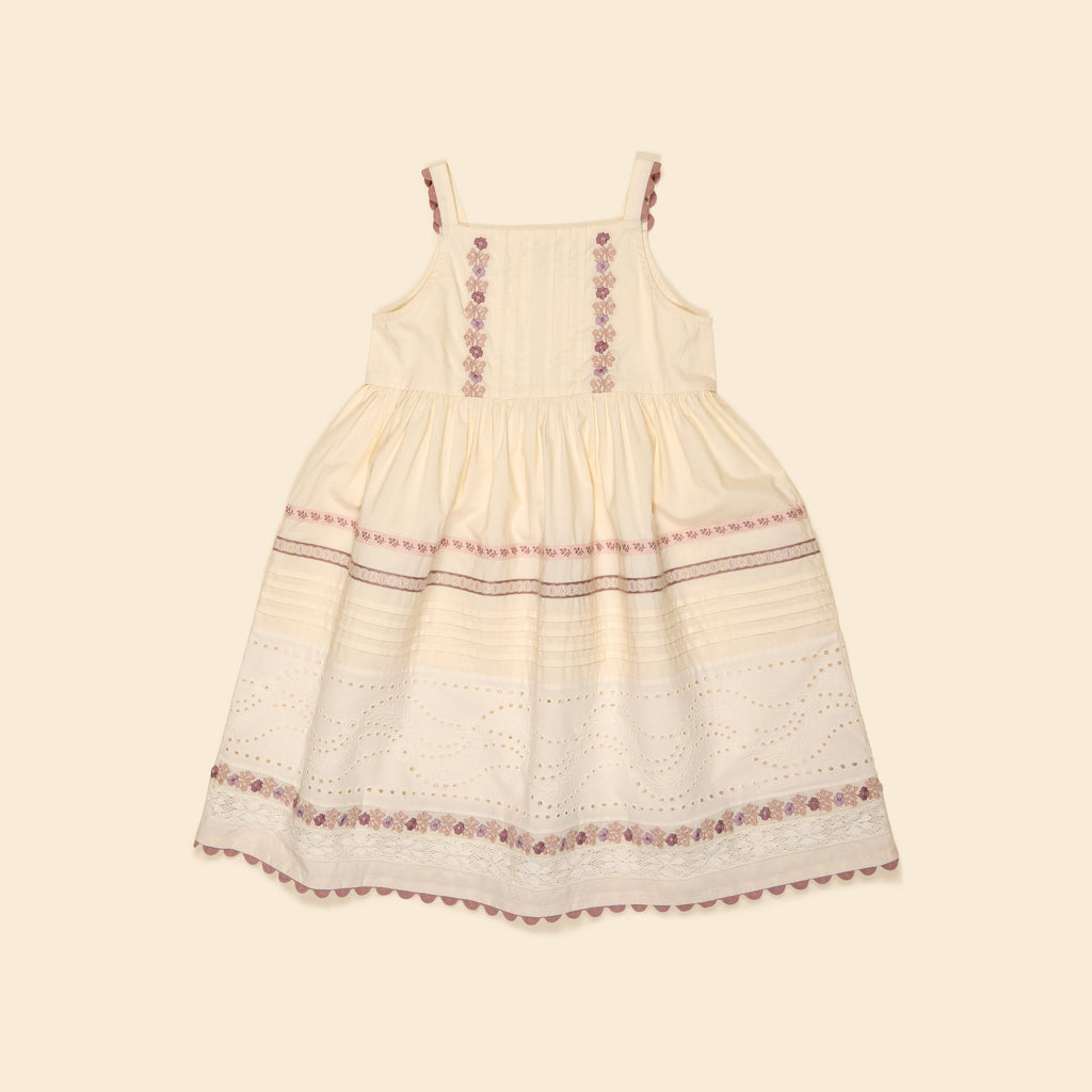 Apolina - Minerva Embroidered Dress in Studio Calico Cream - Child