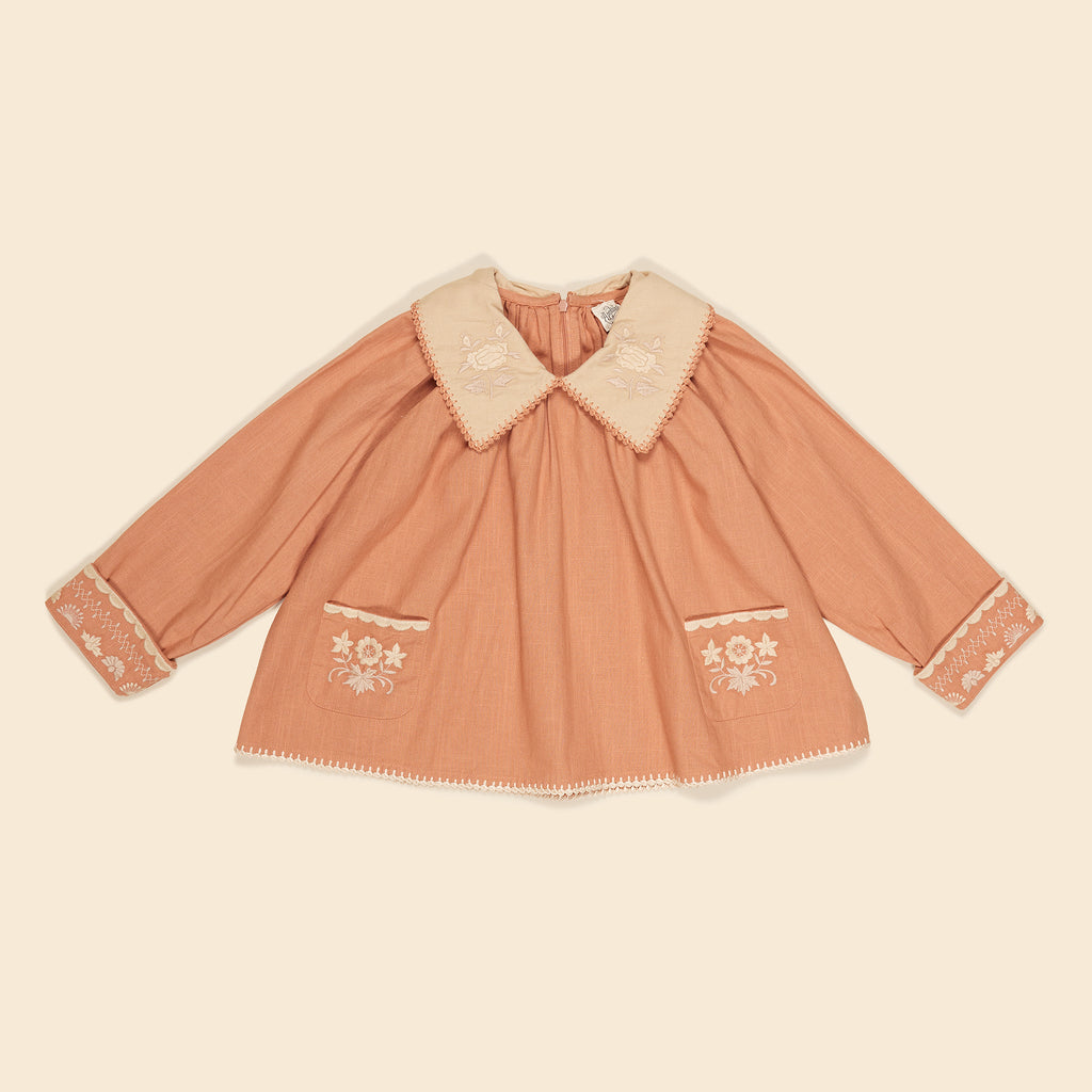 Cotton woven embroidered blouse vintage inspired child. – Apolina