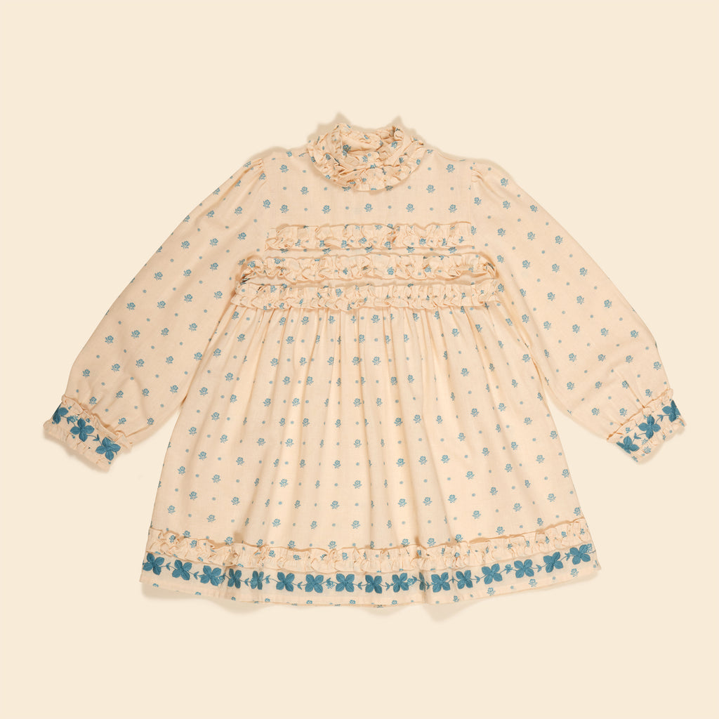アポリナ 3-5y apolina Meadow Calico Cashew Cotton woven embroidered dress vintage inspired child. – Apolina