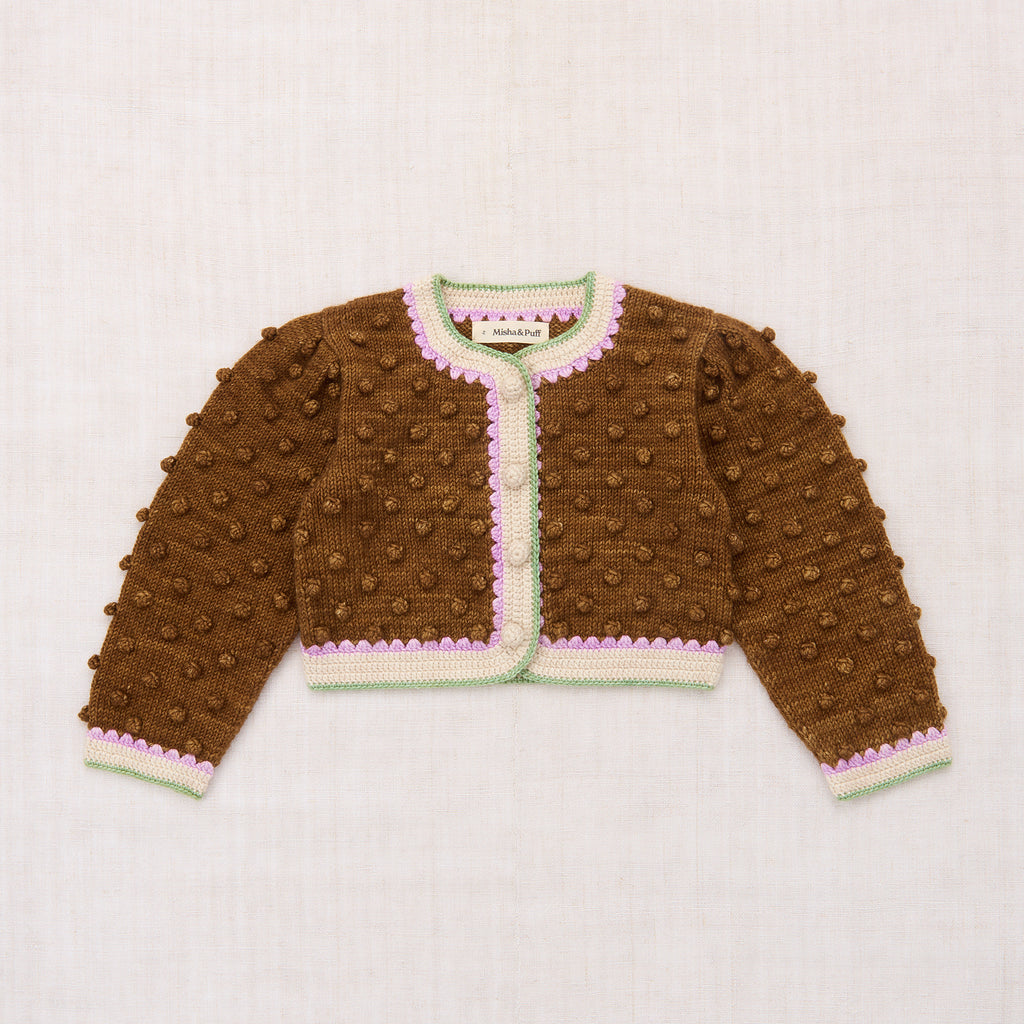 Cotton knitted popcorn cardigan vintage inspired child. – Apolina