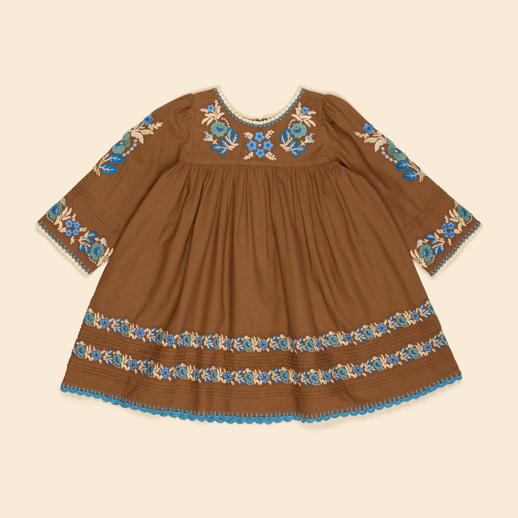 ワンピース Apolina MTO Stevie Dress Apolina - Stevie LS Dress in Chocolate - Child