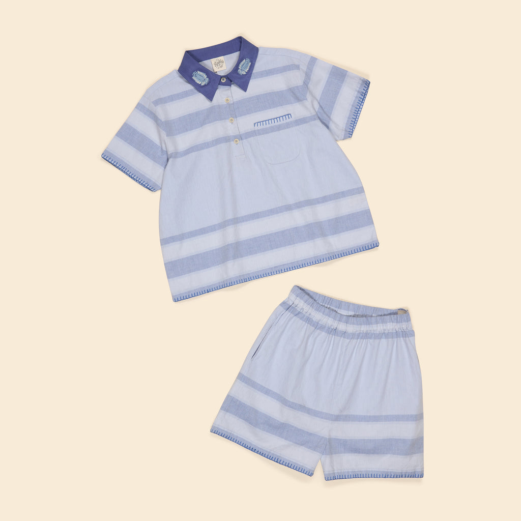 Cotton woven embroidered jersey set vintage inspired child. – Apolina