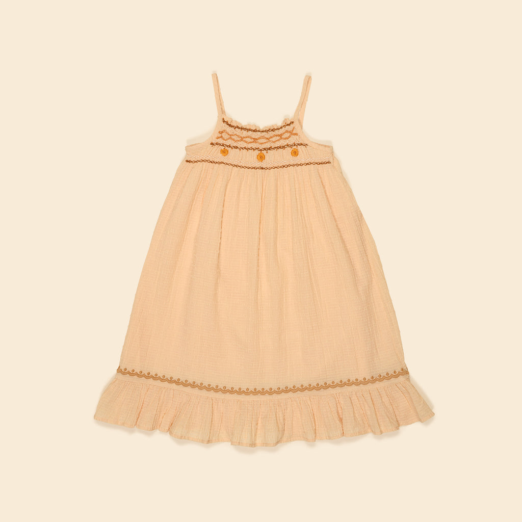 Apolina - Tammy Embroidered Midi Sundress in Peach Yogurt - Child