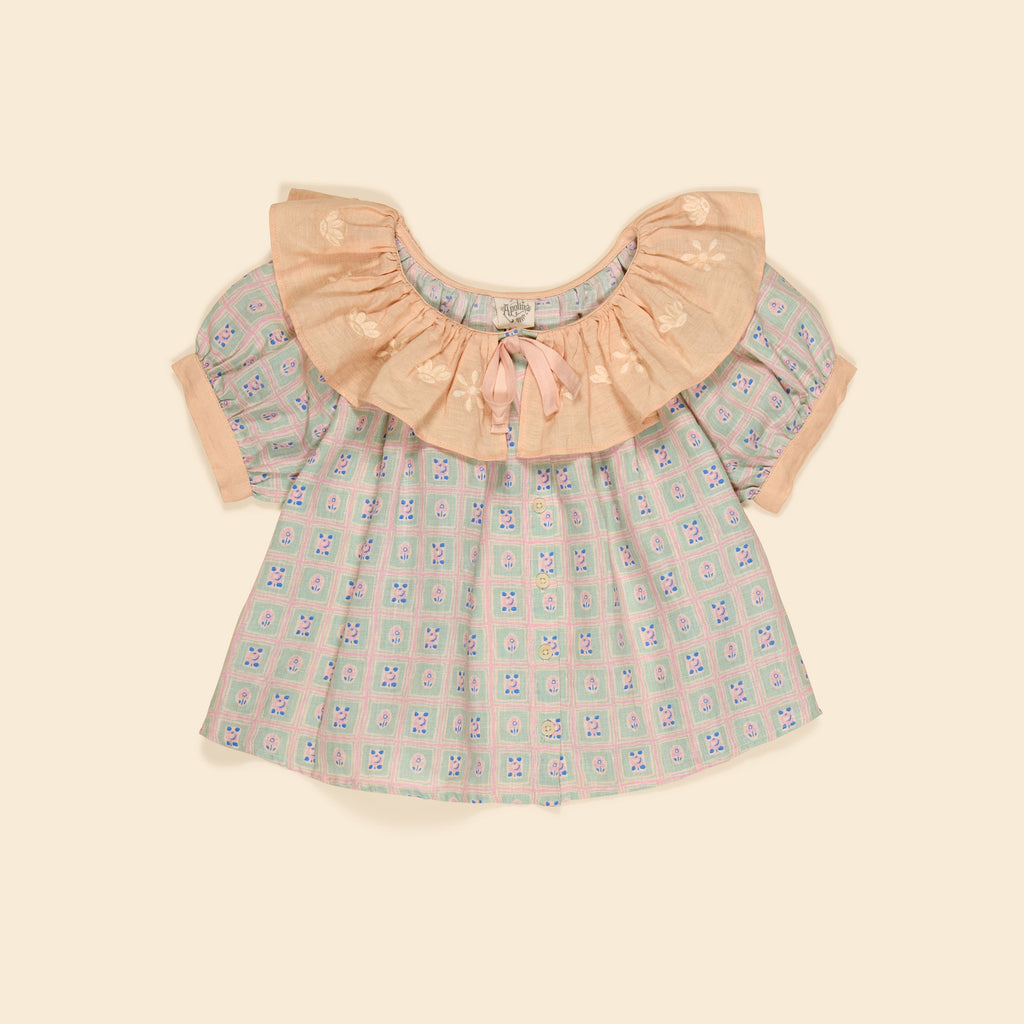 Cotton woven embroidered blouse vintage inspired child. – Apolina