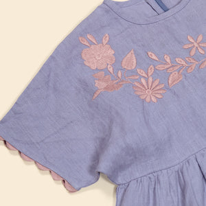 Cotton woven embroidered playsuit vintage inspired child. – Apolina