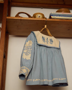Cotton woven embroidered blouse vintage inspired child. – Apolina