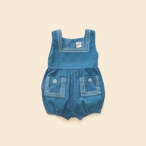 Cotton woven cord embroidered romper vintage inspired child. – Apolina