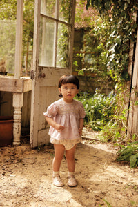 Apolina - Baby Dora Hand Smocked Embroidered Blouse in Lilac - Baby