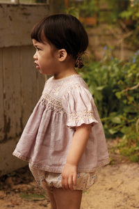 Apolina - Baby Dora Hand Smocked Embroidered Blouse in Lilac - Baby