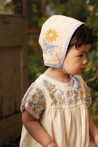 Apolina - Baby Stevie Linen Embroidered Bubble in Cream - Baby