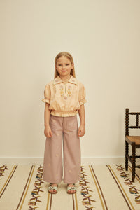 Cotton woven embroidered jersey jeans trousers vintage inspired