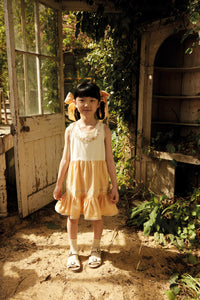 ワンピース Apolina 2025ss Clara Dress Milk 3-5y Apolina - Clarita Tiered Dress in Cream/ Peach Yogurt - Child