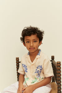Cotton woven embroidered jersey blouse vintage inspired child