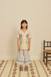 Cotton woven embroidered jersey blouse vintage inspired child