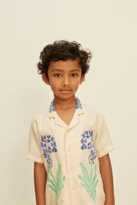 Cotton woven embroidered jersey blouse vintage inspired child