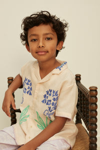 Cotton woven embroidered jersey blouse vintage inspired child