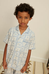 Cotton woven embroidered jersey set vintage inspired child. – Apolina