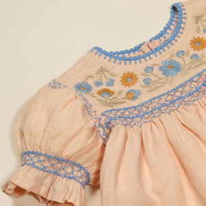 Cotton woven embroidered dress vintage inspired child. – Apolina