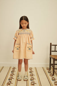 Cotton woven embroidered dress vintage inspired child. – Apolina