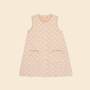 apolina, aw24, kids, floral, embroidery, embroidered, folk, bohemian, smocking, smocked, flower, prairie, bluebell, Stevie, Mia, bette, girls, Childs, children, dress, skirt, pinafore, pini, linen, organic, cotton, pattern, patchwork, jersey, coat, outerwear