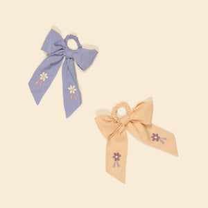 Apolina - Embroidered Hair Bow in Peach Yogurt - Accessories