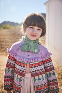 Cotton knitted embroidered scarf vintage inspired child. – Apolina