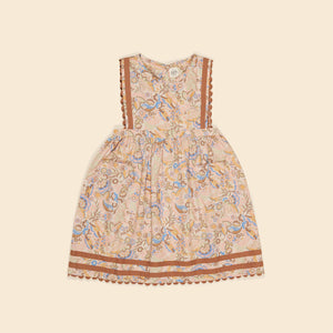 apolina, aw24, kids, floral, embroidery, embroidered, folk, bohemian, smocking, smocked, flower, prairie, bluebell, Stevie, Mia, bette, girls, Childs, children, dress, skirt, pinafore, pini, linen, organic, cotton, pattern, patchwork, jersey, coat, outerwear